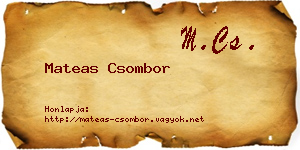 Mateas Csombor névjegykártya